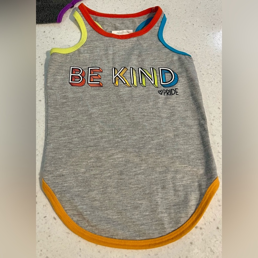 Gray & Rainbow 🌈 Accented 'Be Kind' Pride Dog Tank Top Shirt